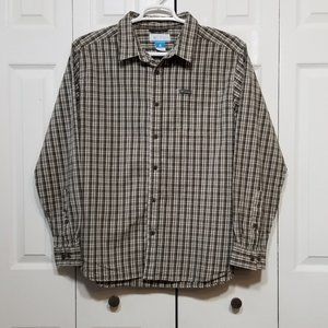 Columbia gray white plaid button up (5-182)